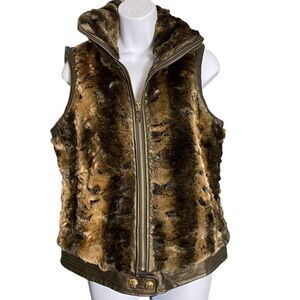 Big Chill Brown - Tan Faux Fur Vest Size S